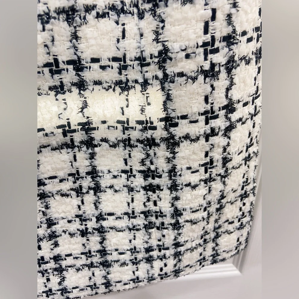 NWT Alice Olivia Clyde Crystal Embellished Checked Tweed Dress